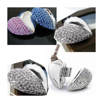 KH J001 Rhinestones ile kalp USB bellek resmi