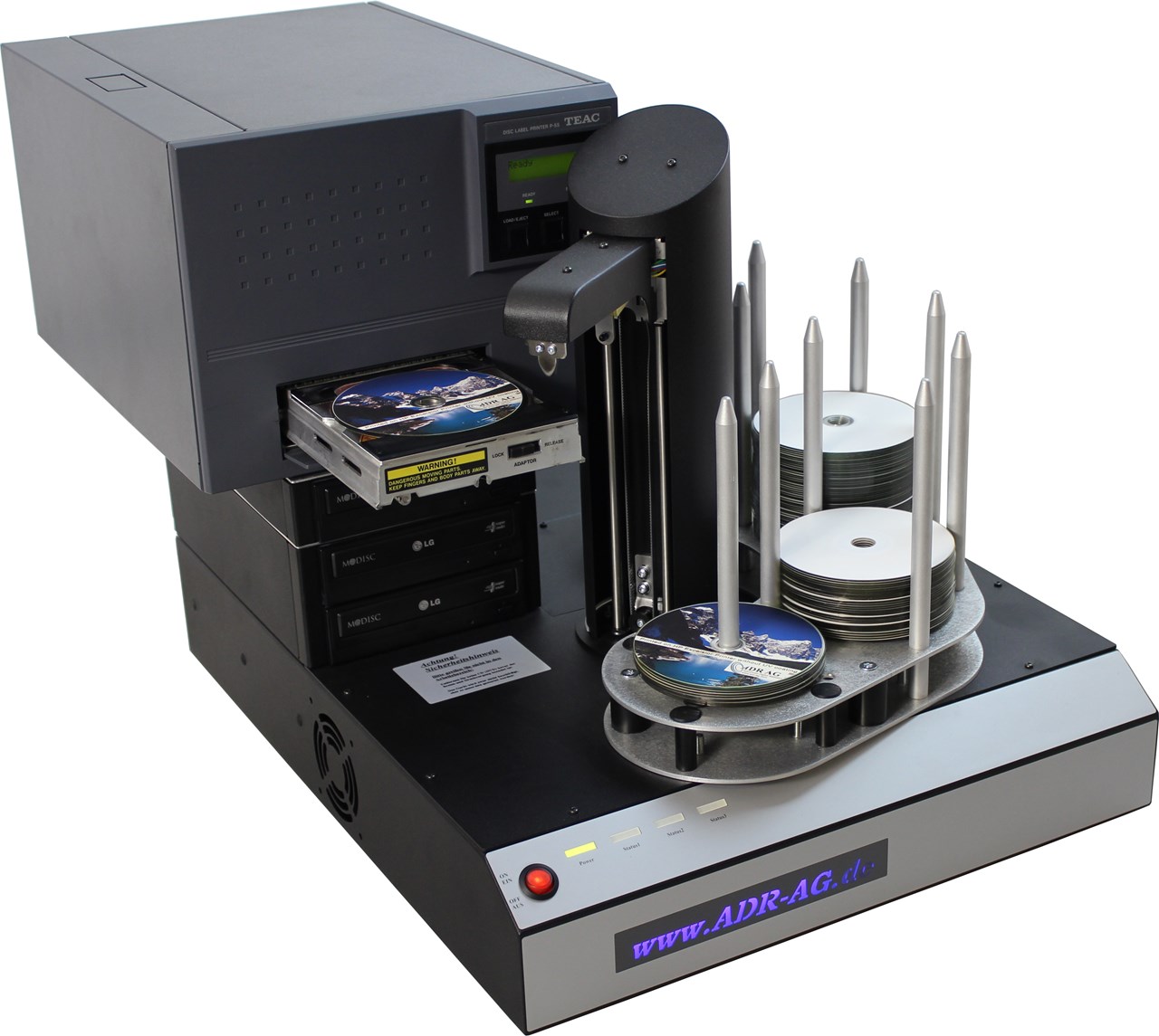 Imagen de Duplicadora con robot e impresora de CD / DVD automática: Hurricane con impresora TEAC P-55